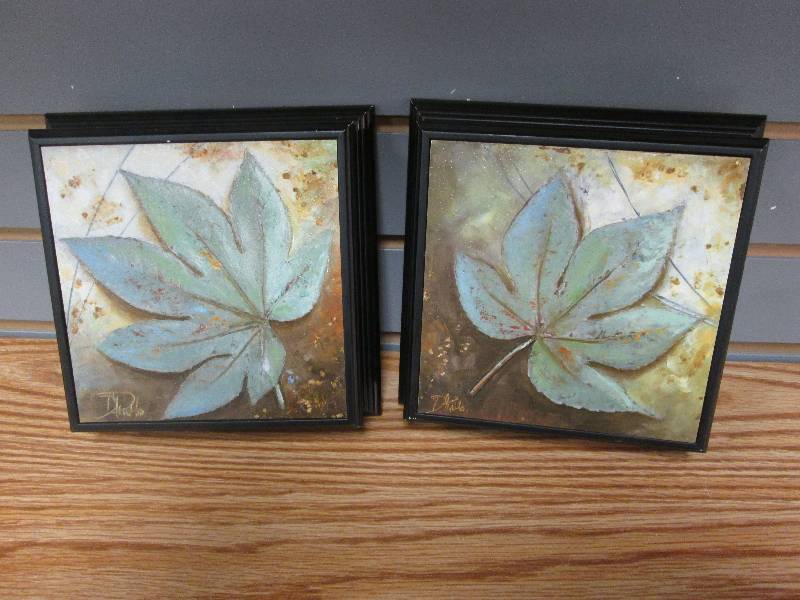 Lot of 2 6 12 inch square leaf dec...