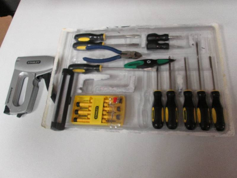 Stanley screwdriver set, stapler, m...