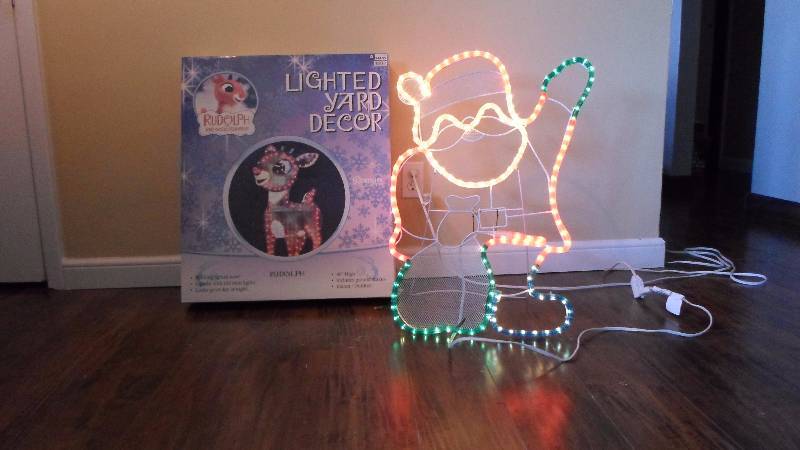 Rudolph and Santa Rope Yard Light