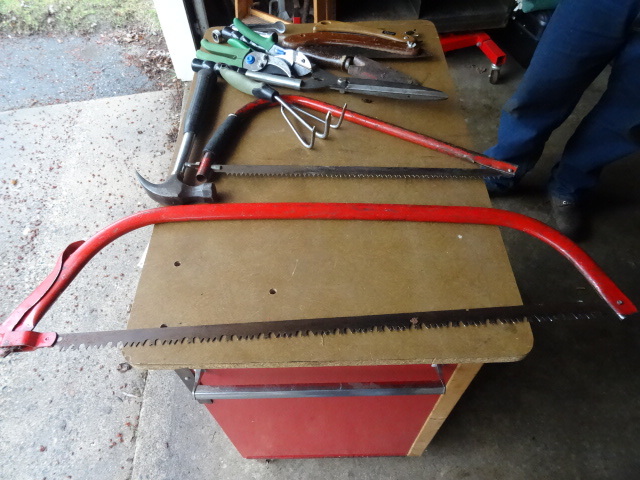 lot 21 image: Misc Saws and Gardening Tools