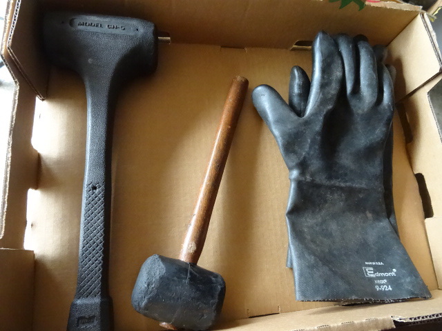 lot 69 image: 2 Blow Hammers Pair of Rubber Gloves