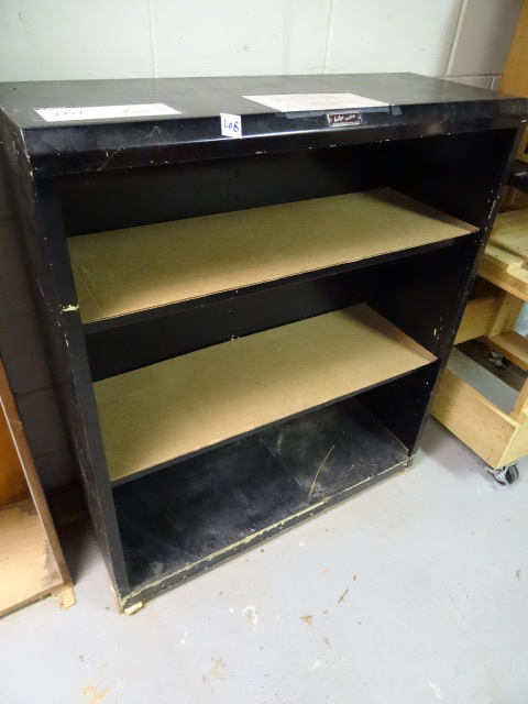 lot 208 image: Black Metal Shelving Unit 3 Shelves