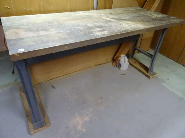 lot 221 image: Metal Framed Work Bench 72 X 30 X 34