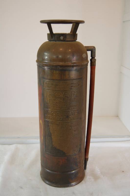 lot 75 image: Vintage Copper and Brass Fire Extinguisher