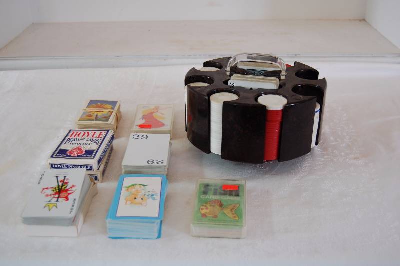 lot 84 image: Assorted Playing Cards and Poker Chips