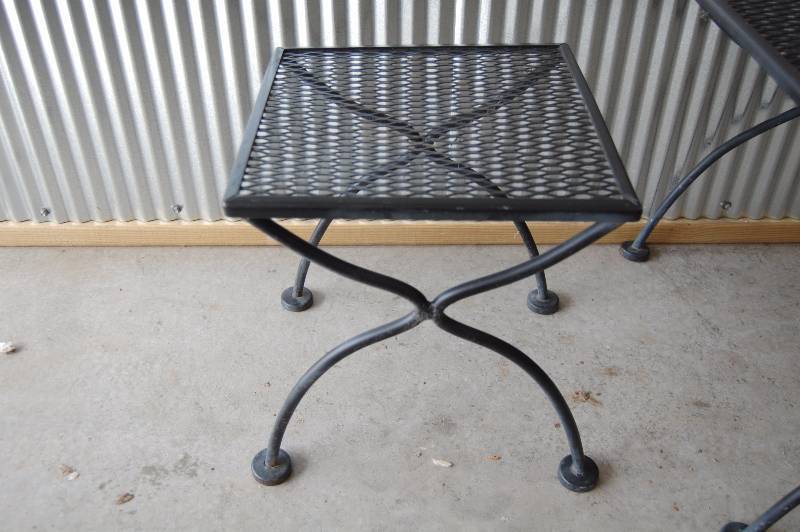 lot 304 image: Wrought Iron Foot Stool and Side Table