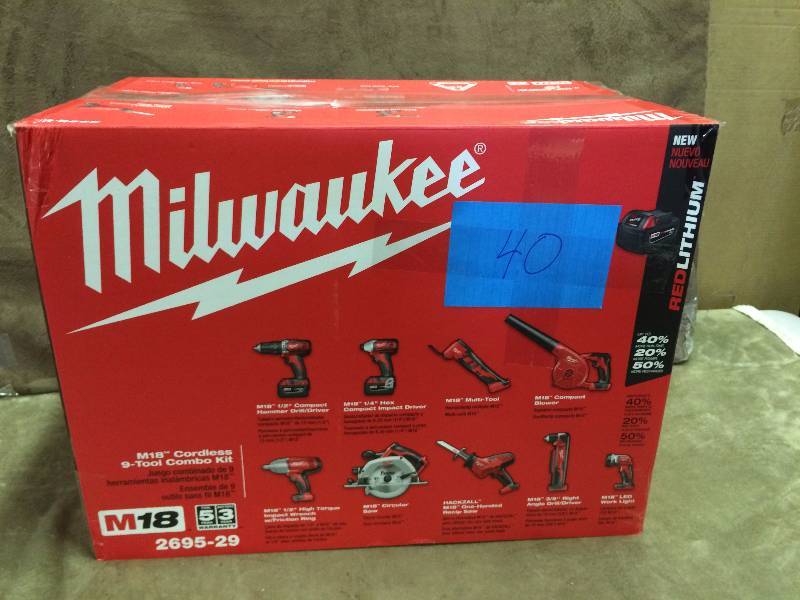 Milwaukee Tool Set M-18 Cordless 9 Tool Combo Kit New