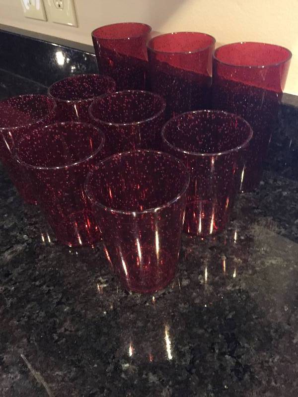 lot 67 image: Plastic Red Drinking Glasses