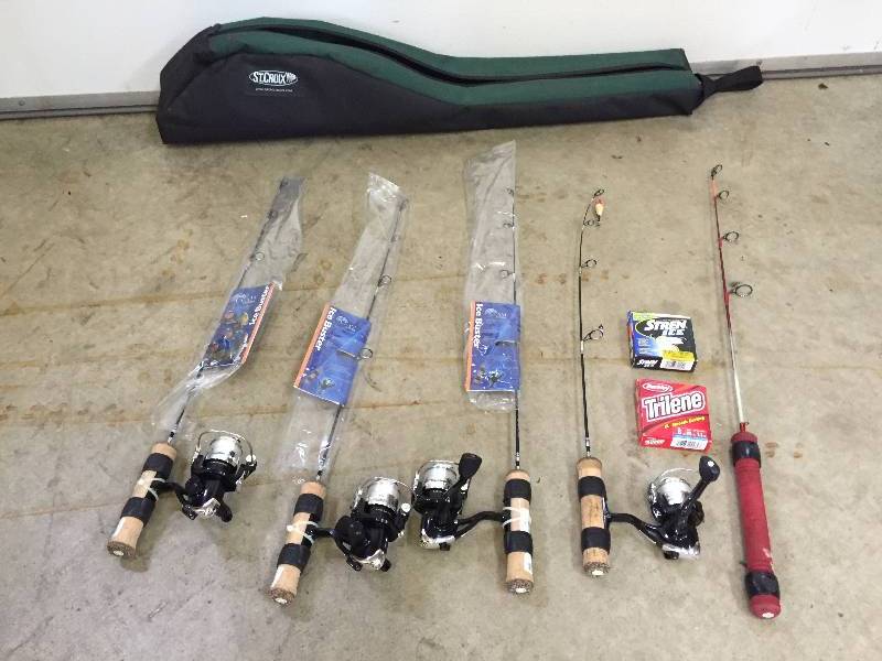 lot 244 image: Ice Fishing Pole Carrier with Poles & Line