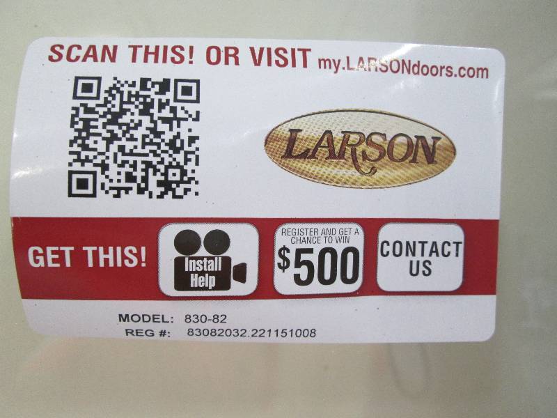 lot 184 image: Larson Storm Door - White - Brand New