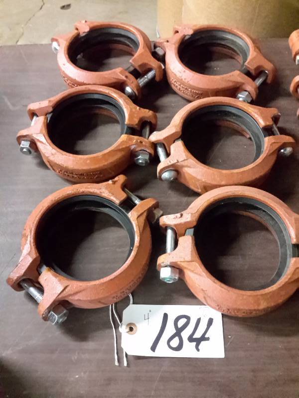 lot 184 image: 6, 4in Victaulic Clamps