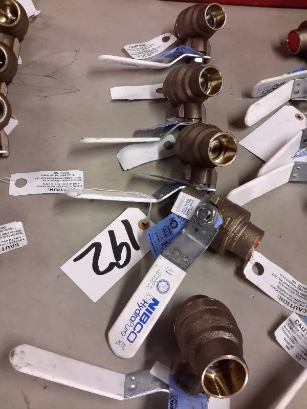 lot 192 image: 5, NIBCO brass valves.. See tag for description