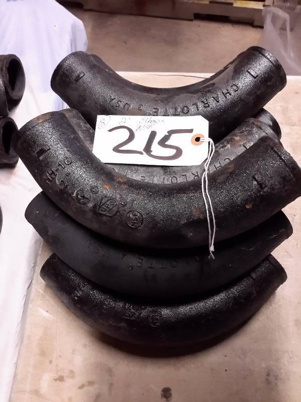 lot 215 image: 8, 2in 90 Deg Angle Steel Elbows.. NSF