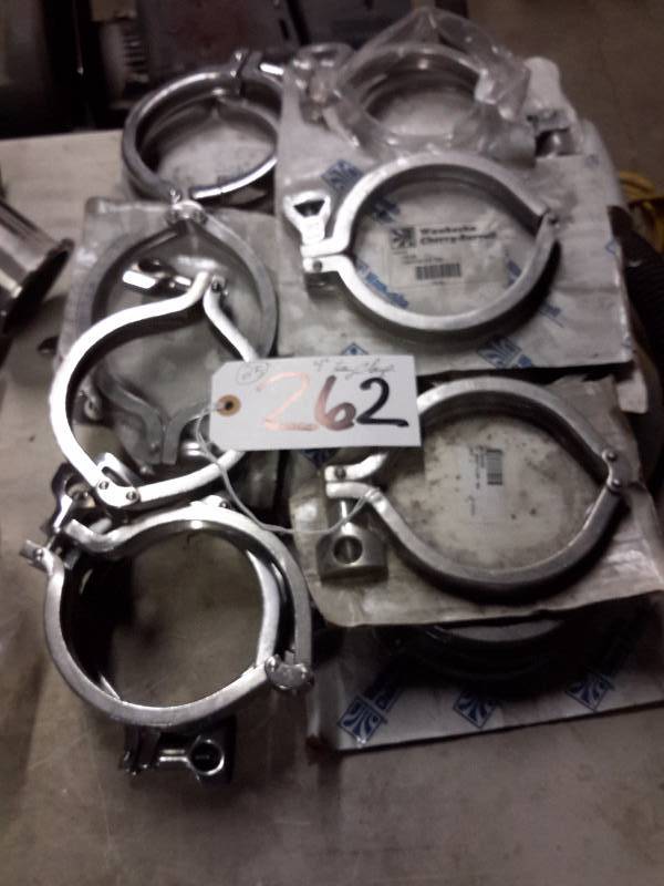 lot 262 image: 25, 4in Heavy Stainless Steel Clamps