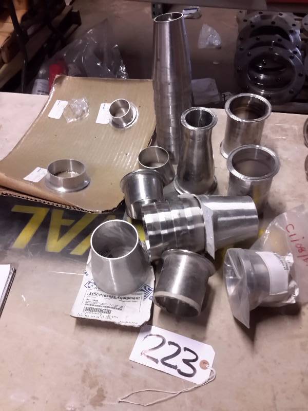 lot 223 image: Lot of Misc. Stainless Steel Piping Accessories.. See closeups