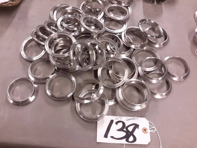 lot 138 image: Large lot of Stainless Sanitary GasketsRings as shown