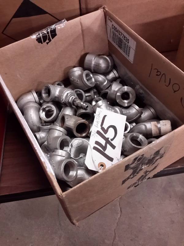 lot 145 image: Box of 34 in Stainless Steel,  ReducersElbows