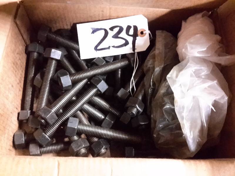 lot 234 image: Box of double end threaded bolts.. See tag for description