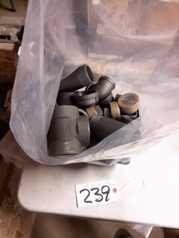 lot 239 image: Bag of 2in Ts, Caps plus misc. 1 14 in fittings