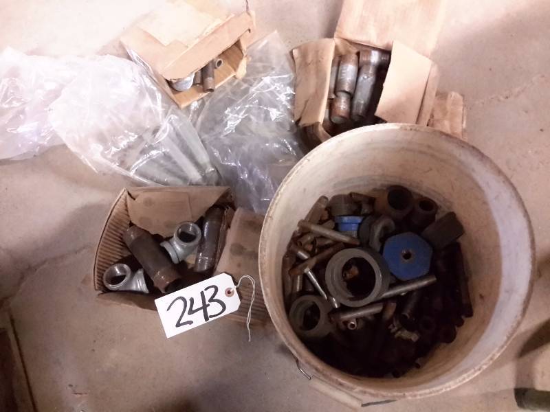 lot 243 image: Pail, boxes and bags as show of Misc. Fittings