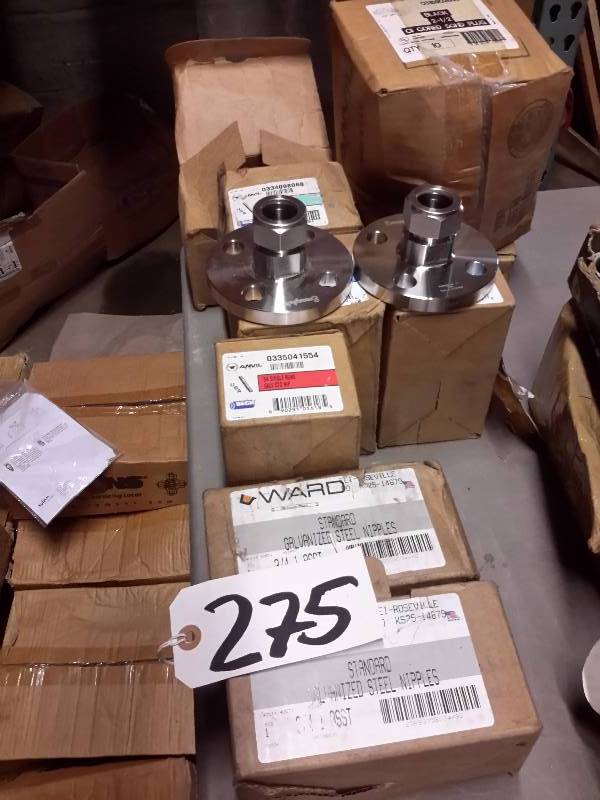 lot 275 image: Lot of Misc. Nipples and fittings as pictured.. Most boxes full
