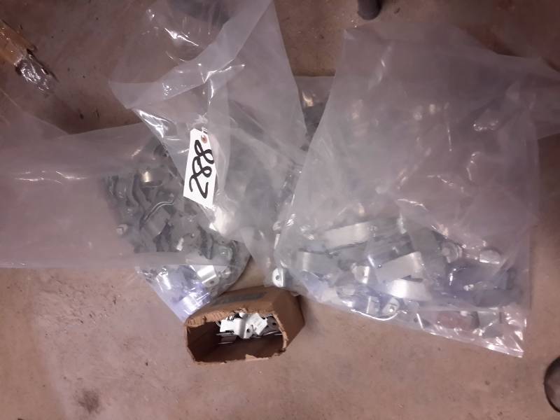 lot 288 image: 2 bags and a box of metal pipewire hangers.. See pictures