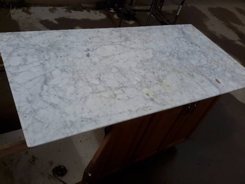 lot 127C image: Bottom Cabinet with one door misssing..  SOLID PIECE OF MARBLE.