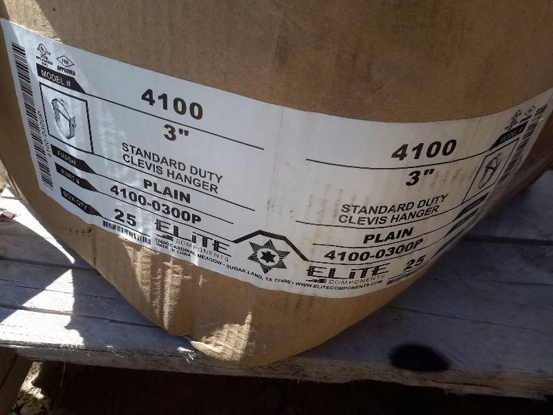 lot 325 image: 2 Boxes of 3 in STandard Clevis Hangers