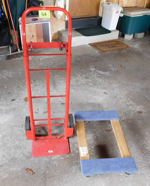 lot 54 image: medium duty convertible hand truck and flat furniture mover with 4 casters