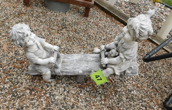 lot 47 image: garden decor victorian boy and girl on a teeter totter