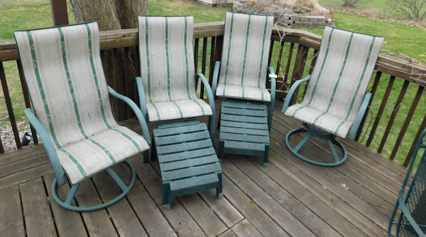 lot 51 image: set of 4 matching higher end deck chairs two swivel and rock two are stationary