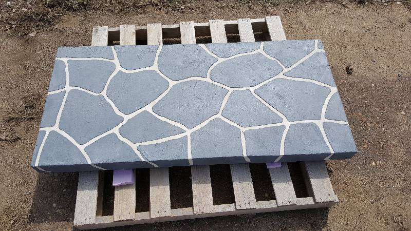 Blue  Gray Toned Dyed Polished Concrete Cobblestone Table Top