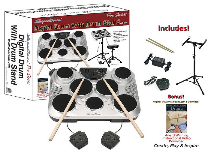 lot 6 image: Spectrum 7-Pad Digital Drum with Drum Stand