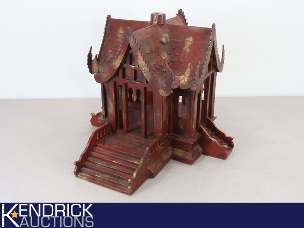 lot 1 image: Large Wood Asian Temple Scale Model