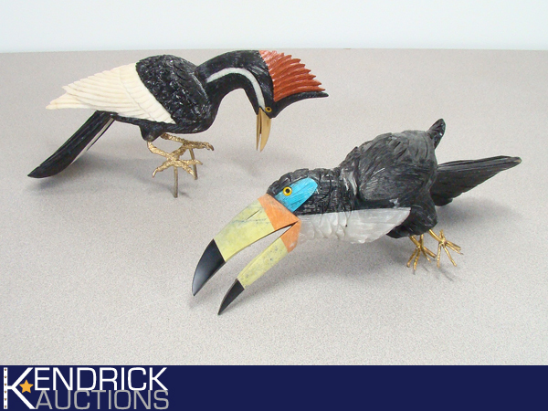 lot 6 image: 2 Crystal Quartz Carved Bird Figurines