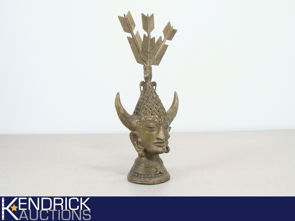 lot 13 image: Solid Brass Ethnic Aztec Statue
