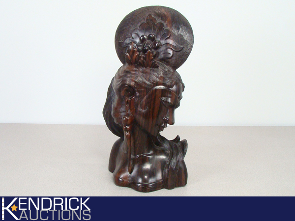 lot 23 image: HIGH END Exotic Wood Carved Asian Themed Woman Statue