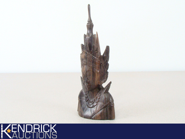 lot 27 image: Exotic Wood Carved Buddhist Bust Carving
