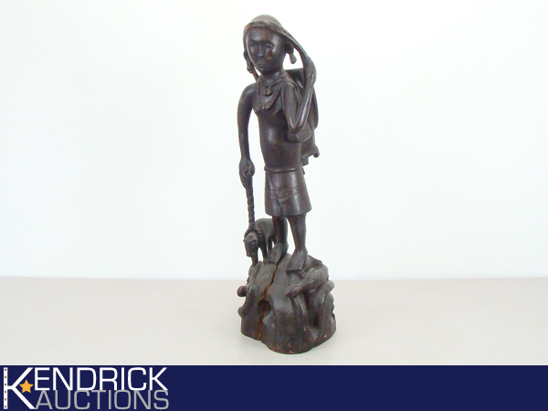 lot 32 image: Large Exotic Wood Carved Asian Themed Statue