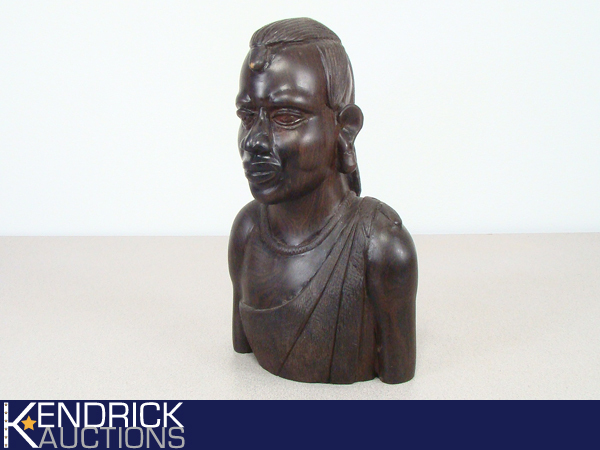 lot 34 image: Exotic Wood Carved African Themed Bust Statue