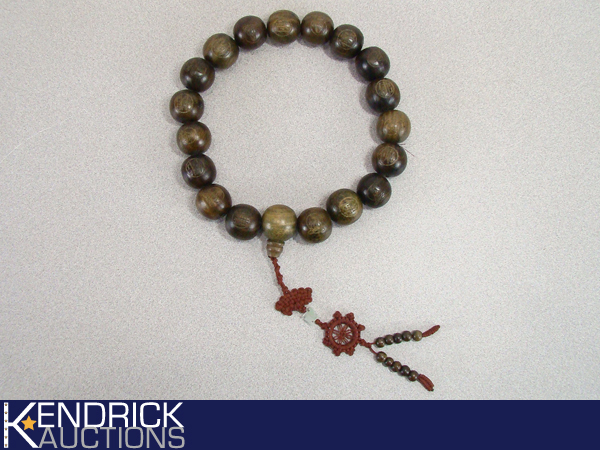 lot 38 image: Large Exotic Wood Carved Buddhist Mala Prayer Beads
