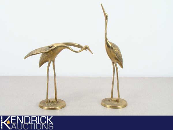 lot 48 image: 2 Solid Brass Crane Figures