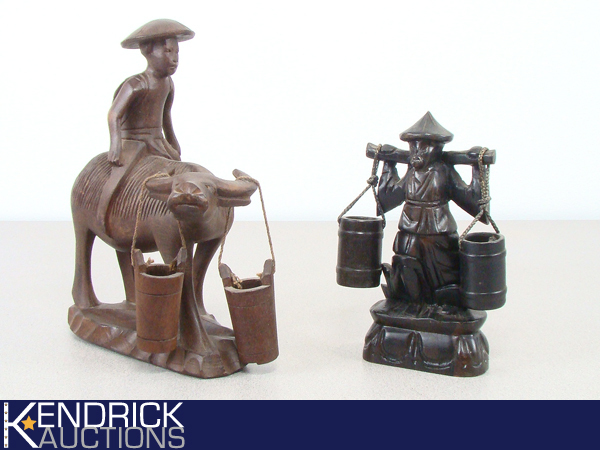 lot 49 image: 2 Exotic Wood Carved Asian Figures