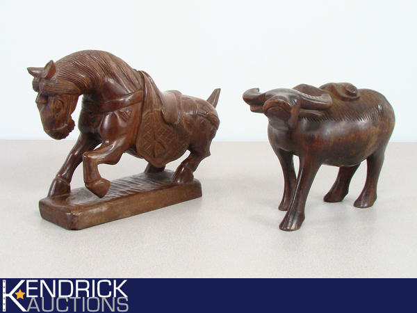 lot 52 image: 2 Exotic Wood Carved Animal Figures