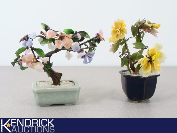 lot 57 image: 2 Jade Stone Bonsai Trees
