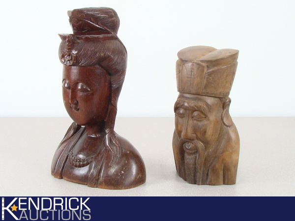lot 58 image: 2 Exotic Wood Carved Asian Figures