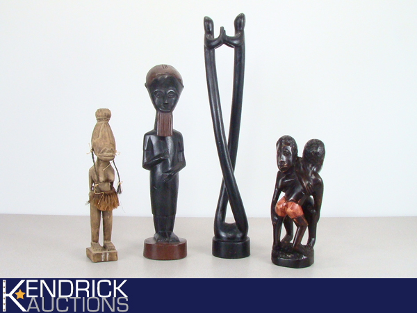 lot 59 image: 4 Exotic Wood African Themed Figures