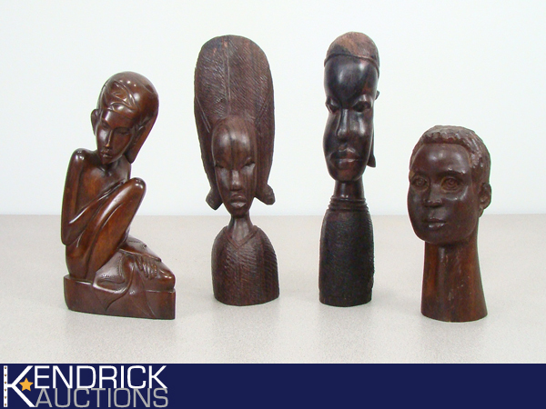 lot 60 image: 4 Exotic Wood African Themed Figures