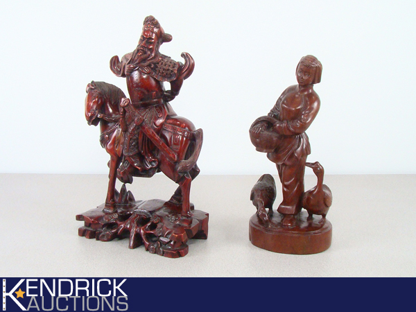 lot 62 image: 2 Exotic Wood Carved Asian Themed Figures