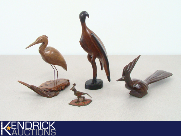 lot 71 image: 4 Exotic Wood Carved Bird Figures